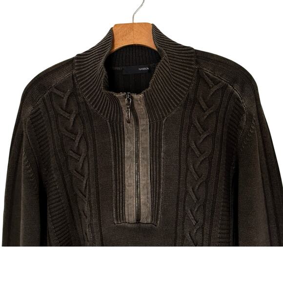 Nanibon Men's Quarter Zip Sweater Cable Italy Premium 100% Virgin Wool - Picture 5 of 8